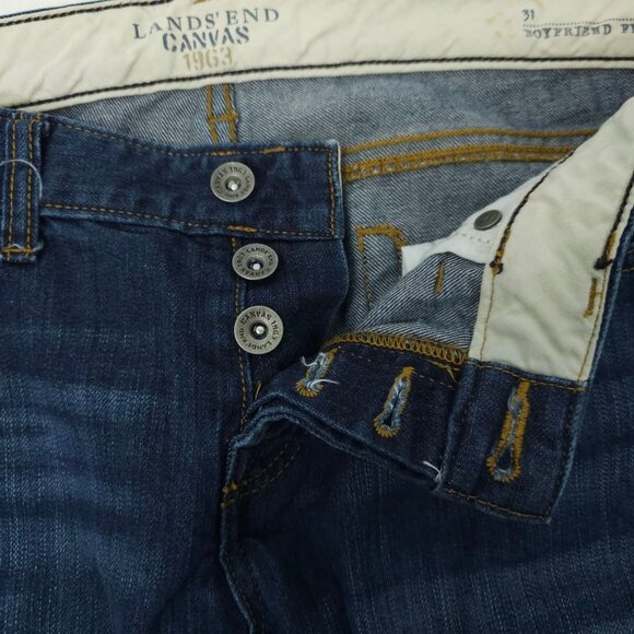 Lands End Canvas Boyfriend Fit Jeans Womens Size 31 Button Fly Medium Wash Denim - Picture 7 of 15